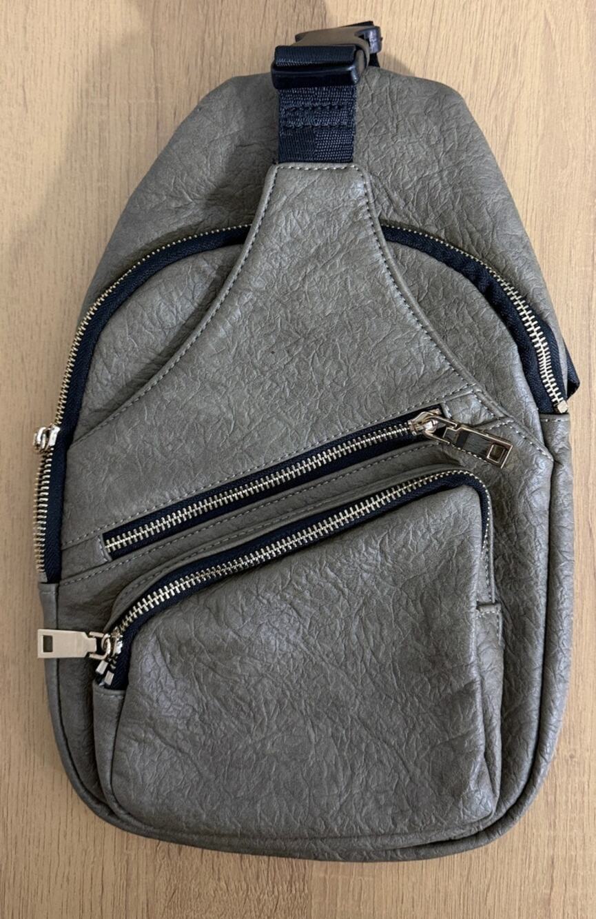 Urban Expressions Vegan Leather Sling Bag in Olive Green